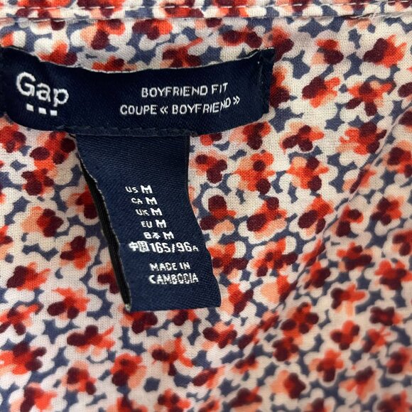 Gap Floral Print Boyfriend Fit Long Sleeve 100% Cotton Shirt, Women's Size M - Picture 8 of 8